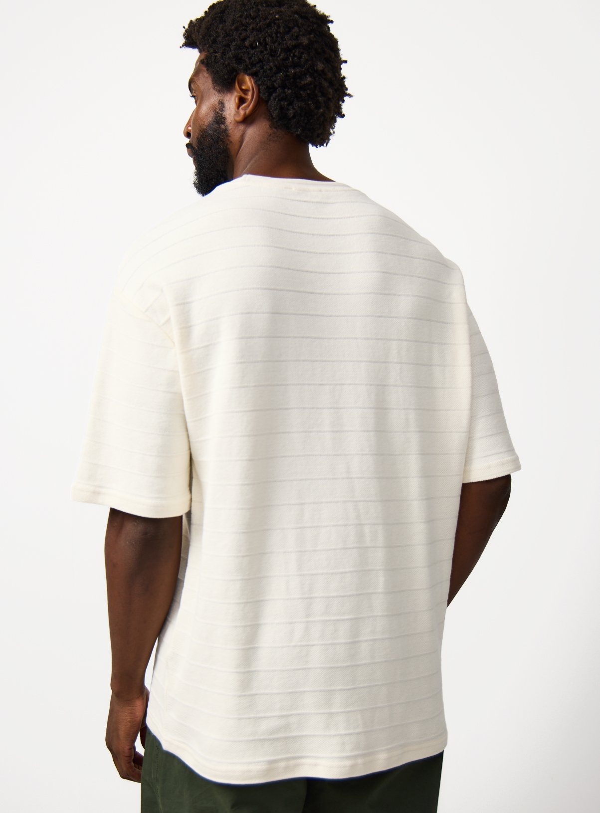Cream Textured Relaxed Fit T-Shirt XXXL - Image 5 thumbnail