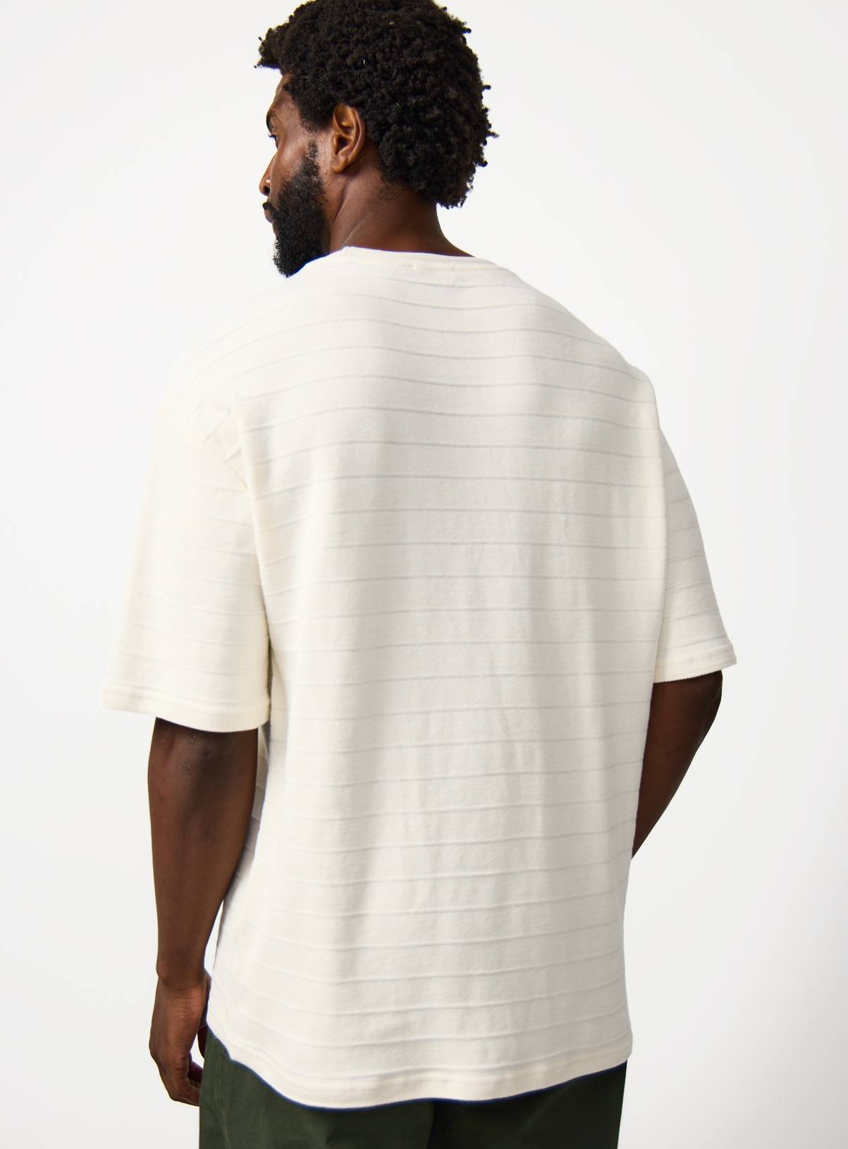 Cream Textured Relaxed Fit T-Shirt XXXL - Image 5