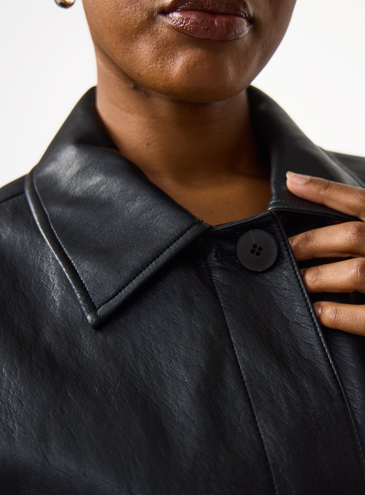 Black PU Leather Shirt Jacket XL - Image 3 thumbnail
