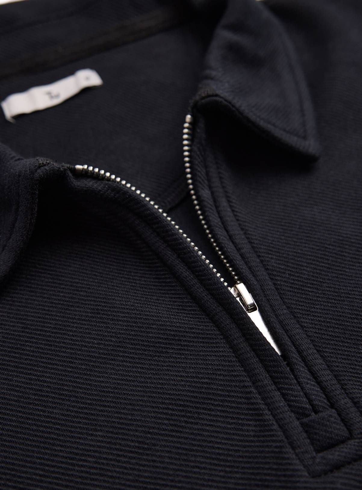 Black Twill Collared Half Zip Sweatshirt XXL - Image 2