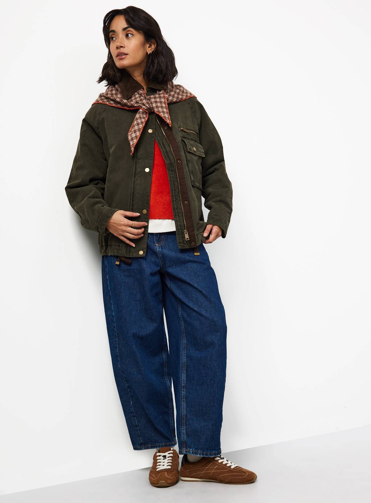 Khaki Field Jacket With Cord Collar M - Image 2