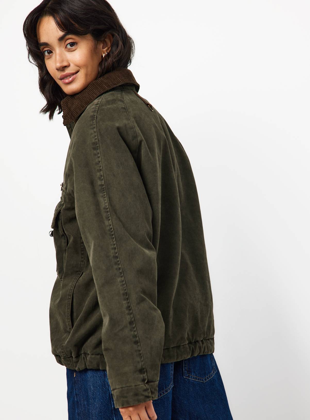 Khaki Field Jacket With Cord Collar M - Image 4