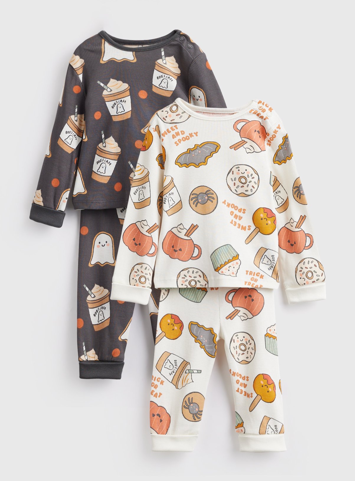 Halloween Food Print Pyjamas 2 Pack Up to 3 mths - Image 1 thumbnail
