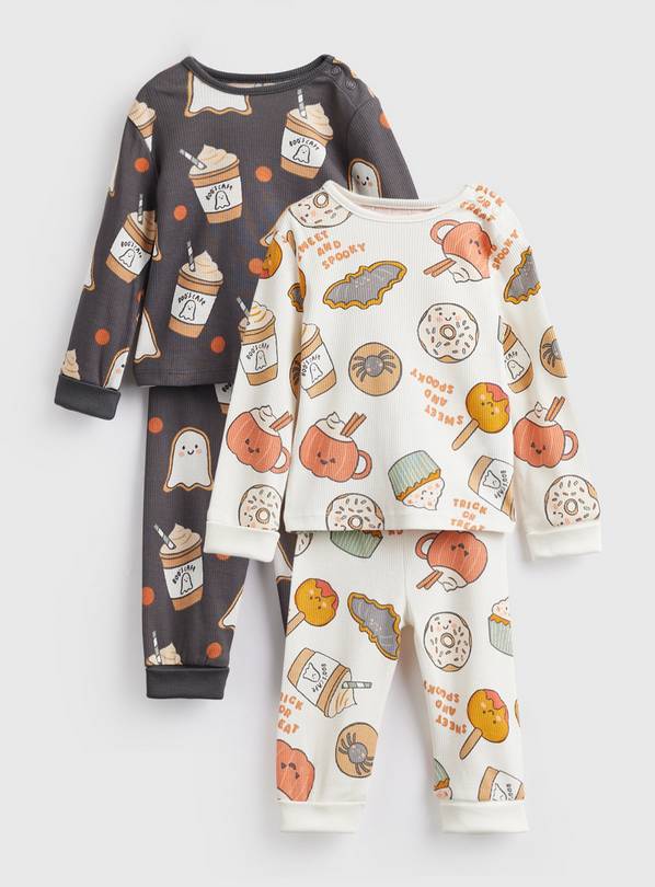 Halloween Food Print Pyjamas 2 Pack Up to 3 mths
