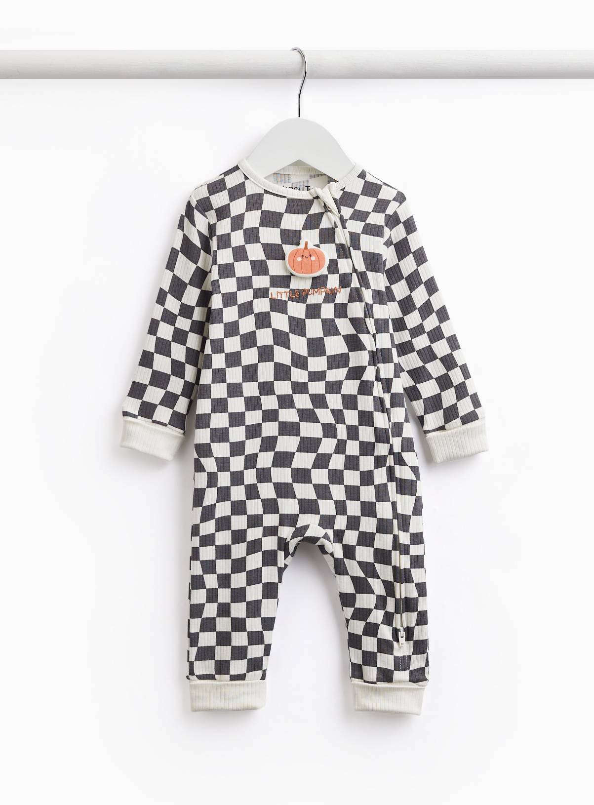 Mono Checkerboard Halloween Print Sleepsuit Newborn - Image 1