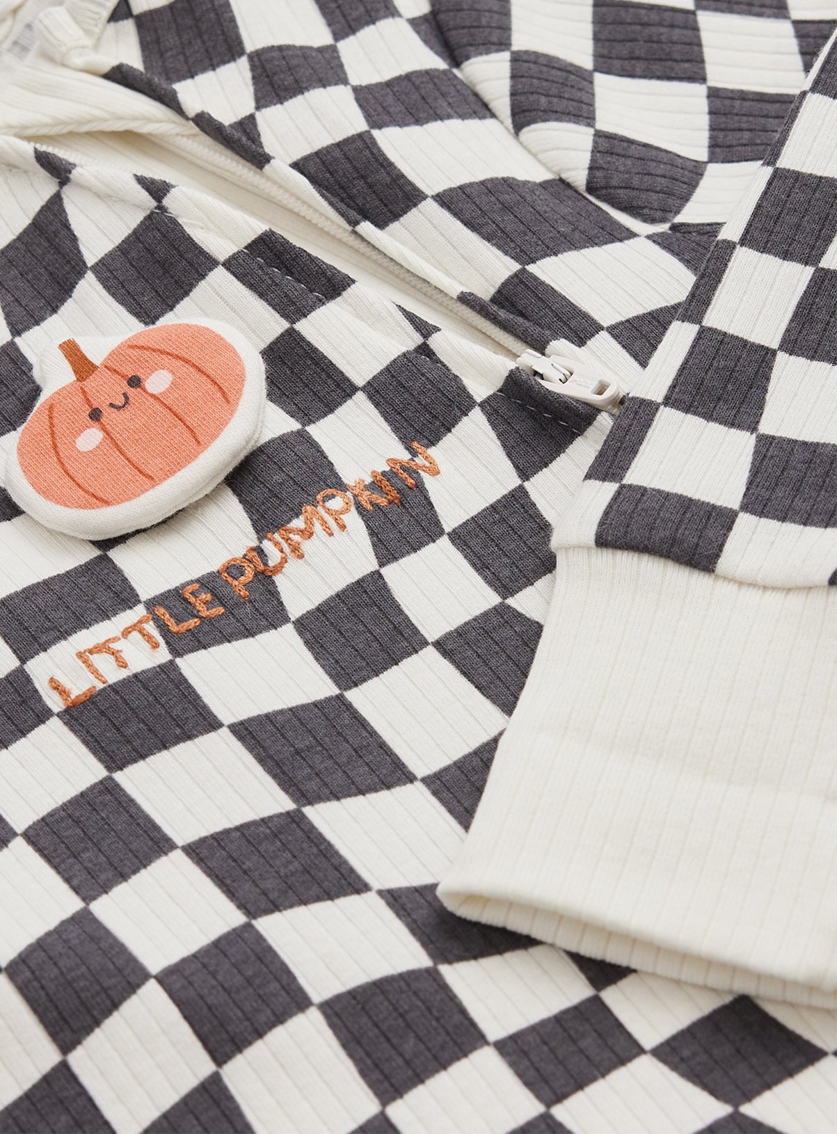Mono Checkerboard Halloween Print Sleepsuit Newborn - Image 2 thumbnail