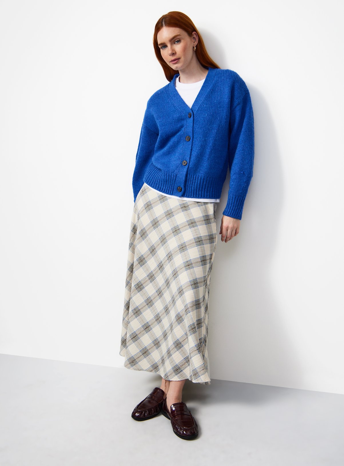 Blue Knitted Oversized Boxy Fit V Neck Cardigan M - Image 2 thumbnail