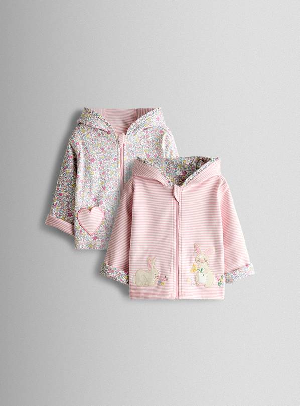 JOJO MAMAN BÉBÉ Pink Bunny Ditsy Reversible Hoodie 18-24 months