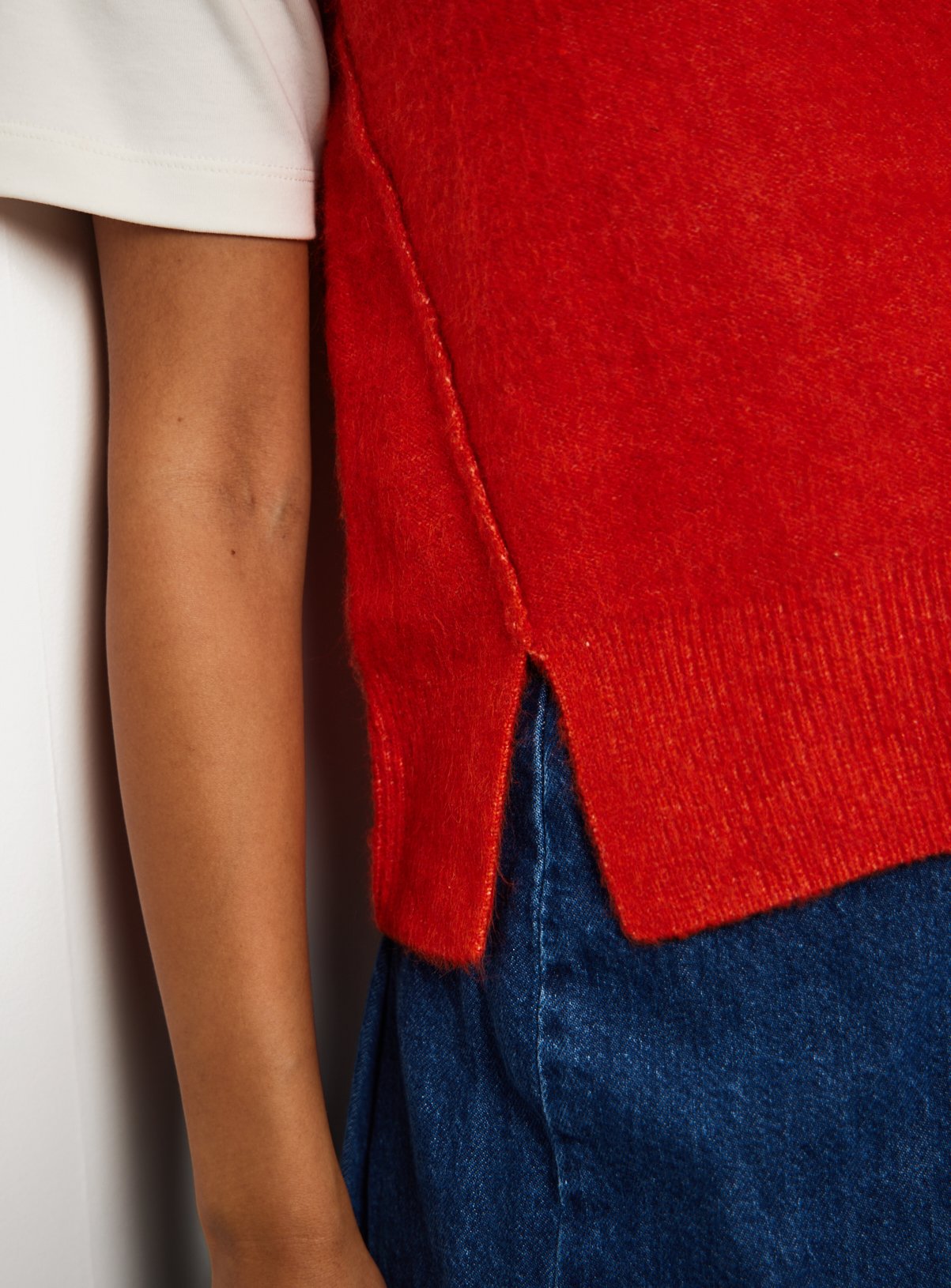 Orange V Neck Knitted Vest M - Image 3 thumbnail