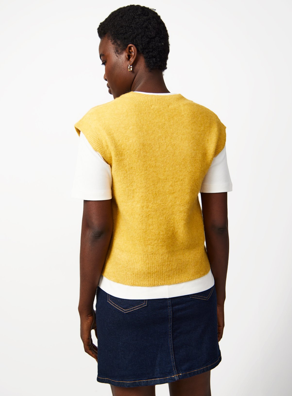 Yellow V Neck Knitted Vest XS - Image 4 thumbnail