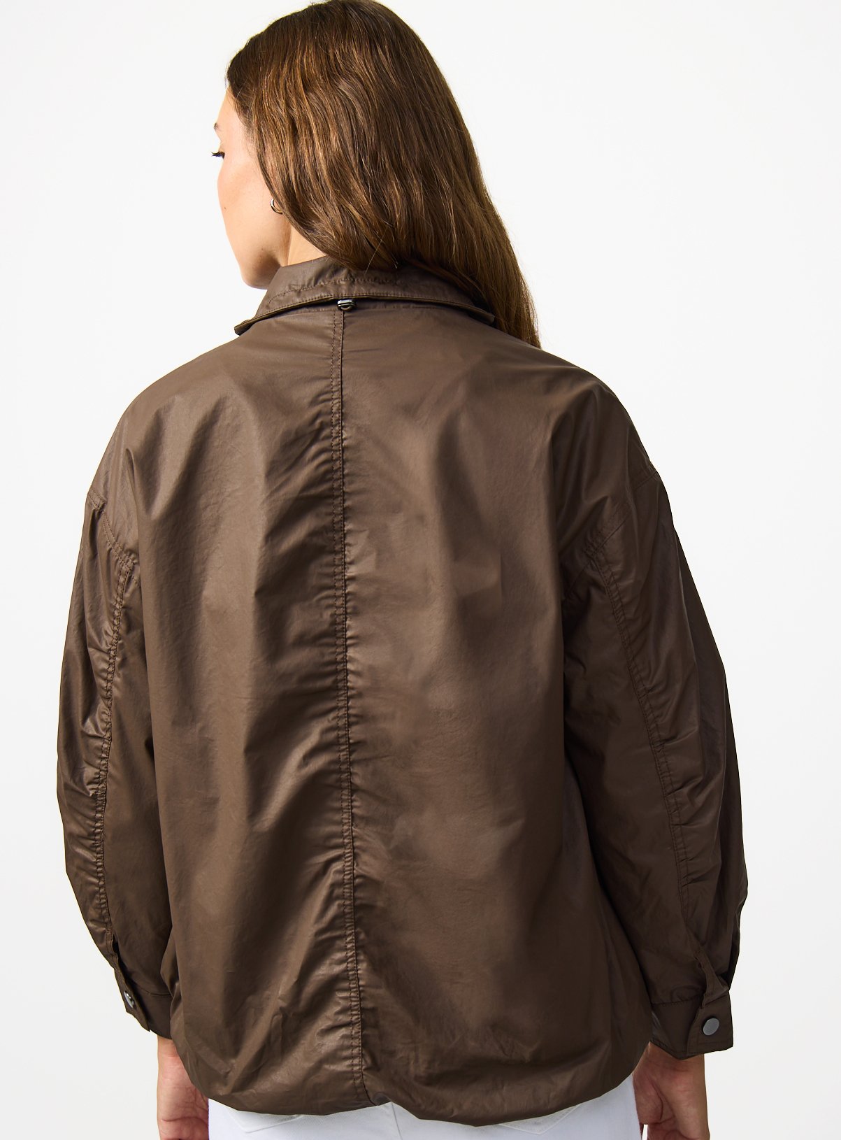 Brown Coated Cotton Bomber Funnel Neck Jacket XXL - Image 4 thumbnail