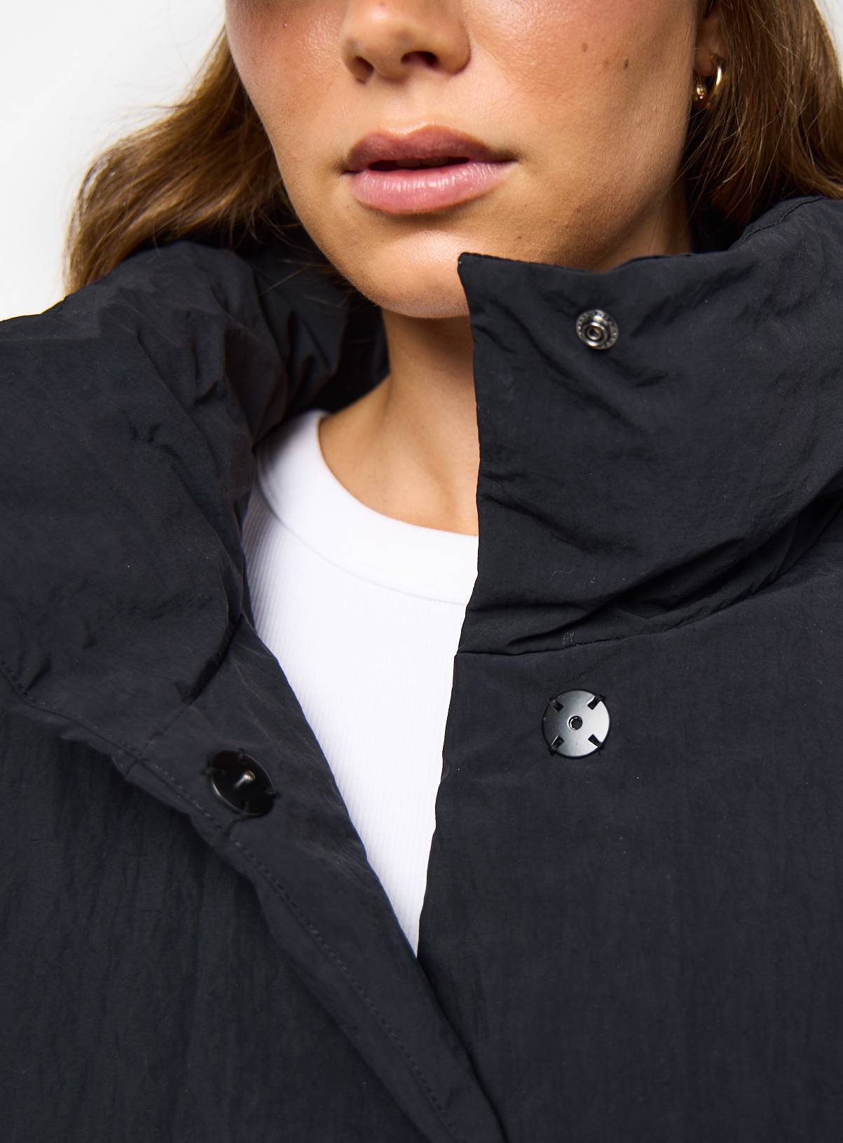 Black Funnel Neck Padded Puffer Coat XXL - Image 4