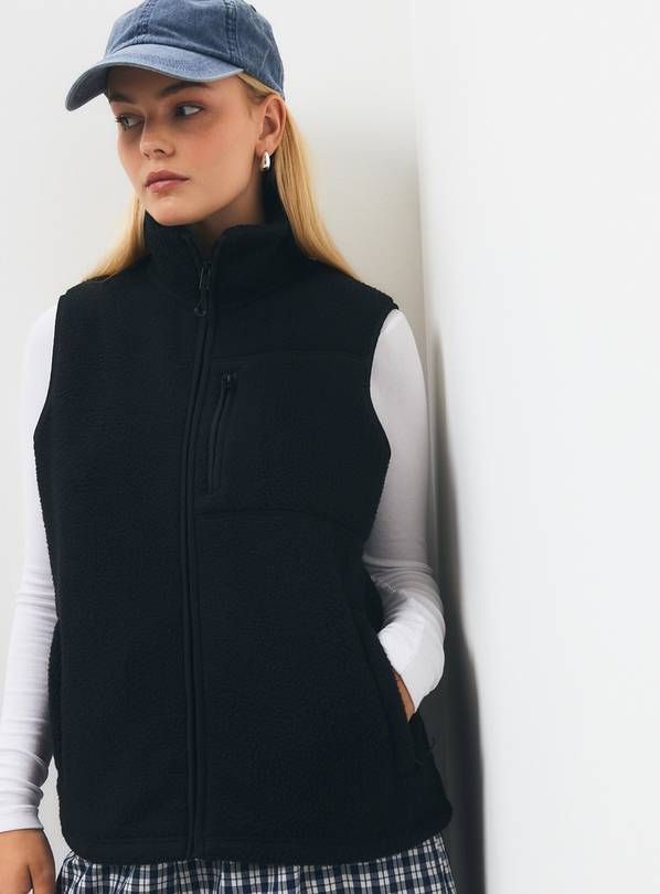 Black Teddy Fleece Full Zip Gilet XXL