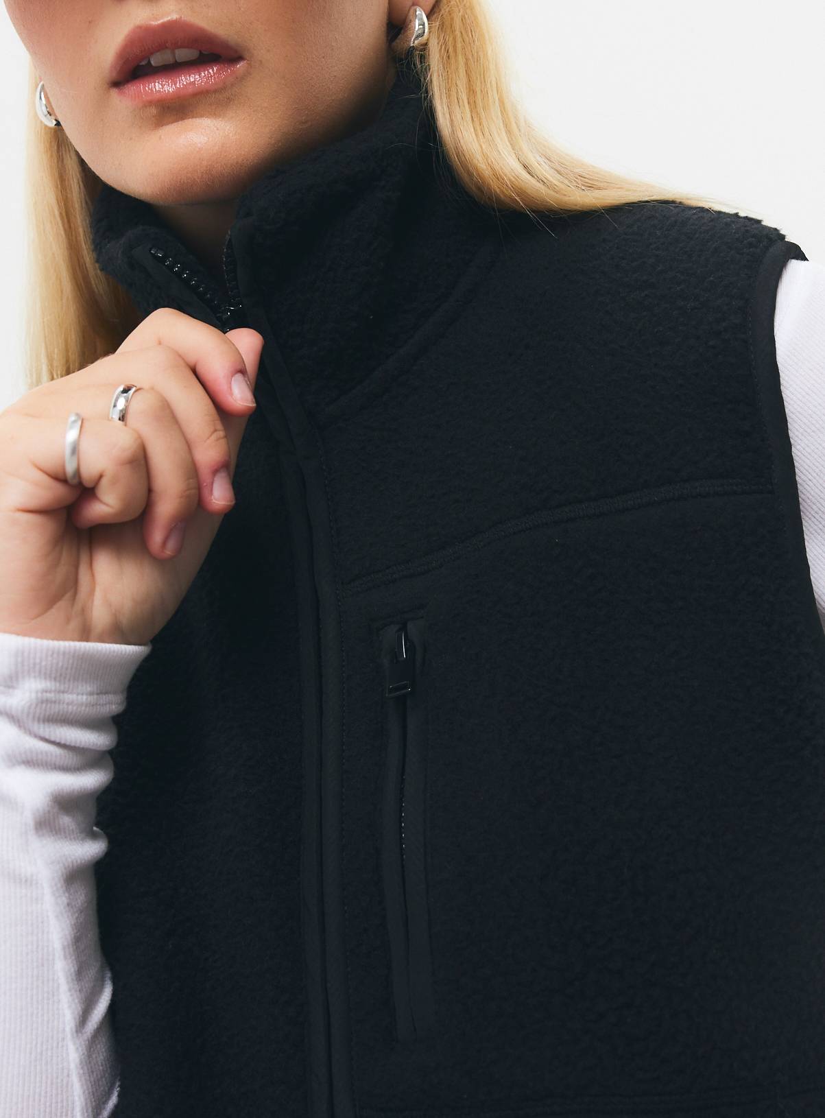 Black Teddy Fleece Full Zip Gilet L - Image 3
