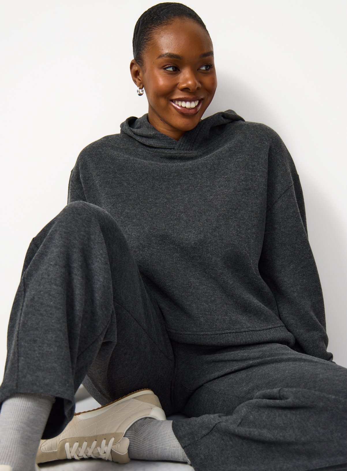 Charcoal Soft Touch Co-ord Hoodie XS - Image 2 thumbnail