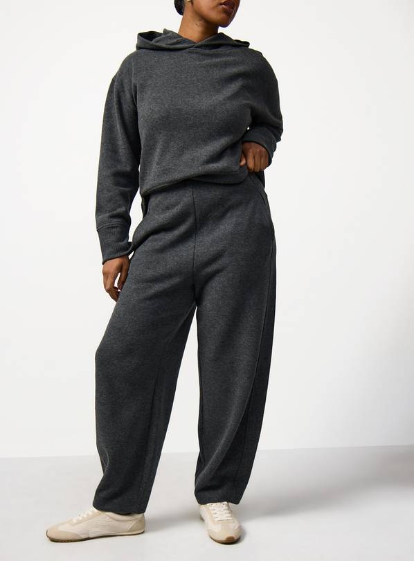Charcoal Soft Touch Barrel Leg Trousers M