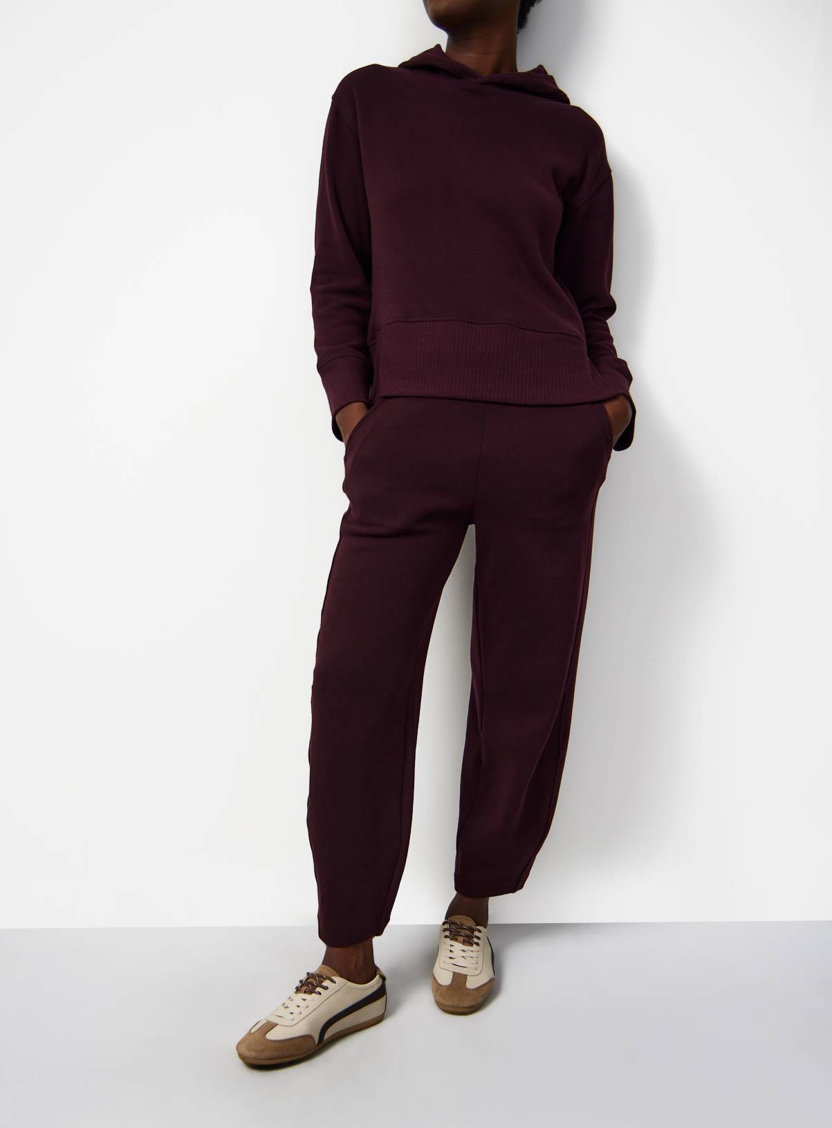 Plum Soft Touch Barrel Leg Trousers L - Image 1