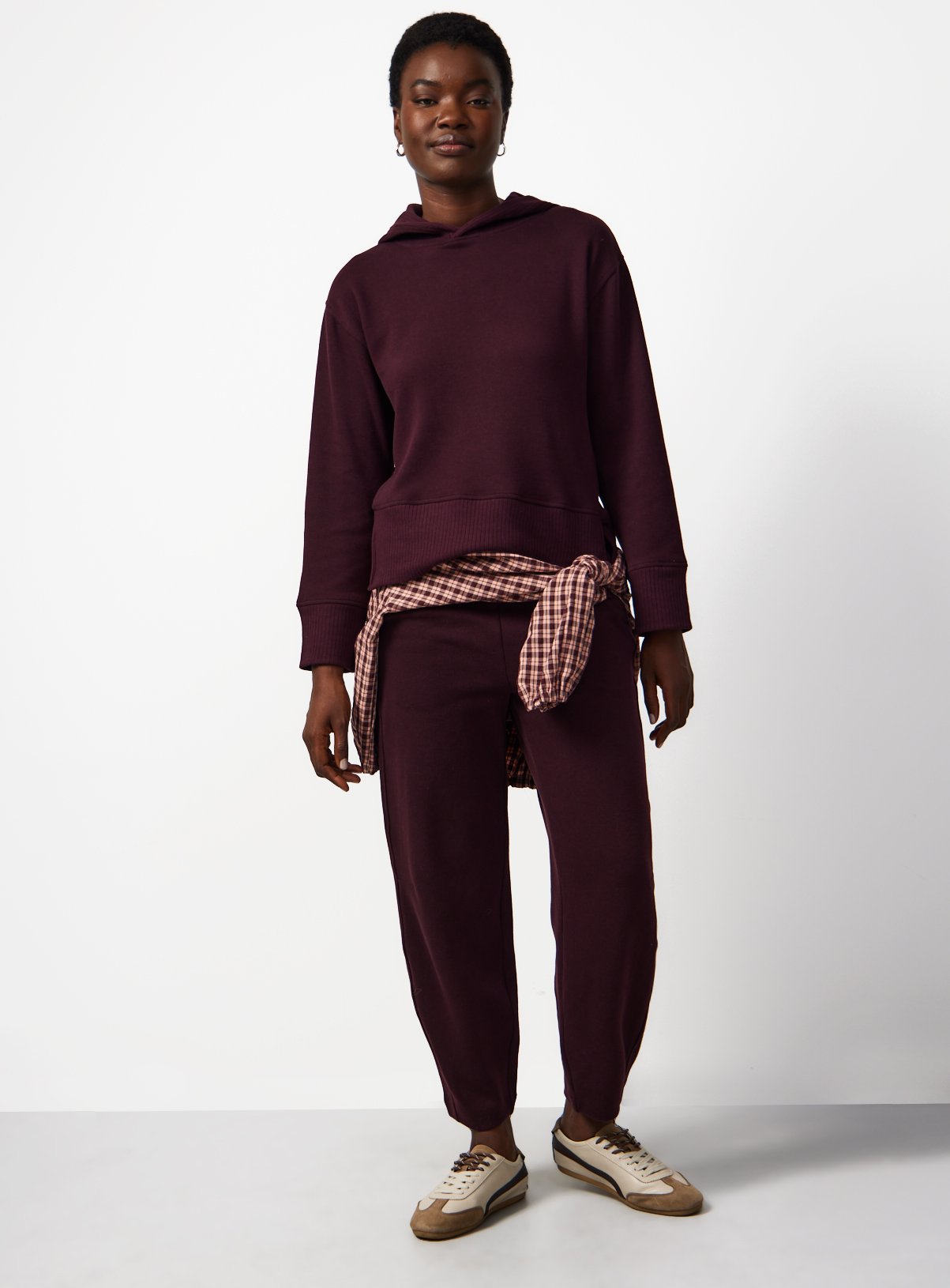 Plum Soft Touch Barrel Leg Trousers L - Image 2 thumbnail