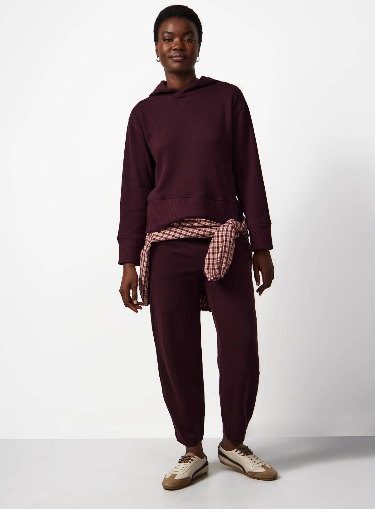 Plum Soft Touch Barrel Leg Trousers L - Image 2