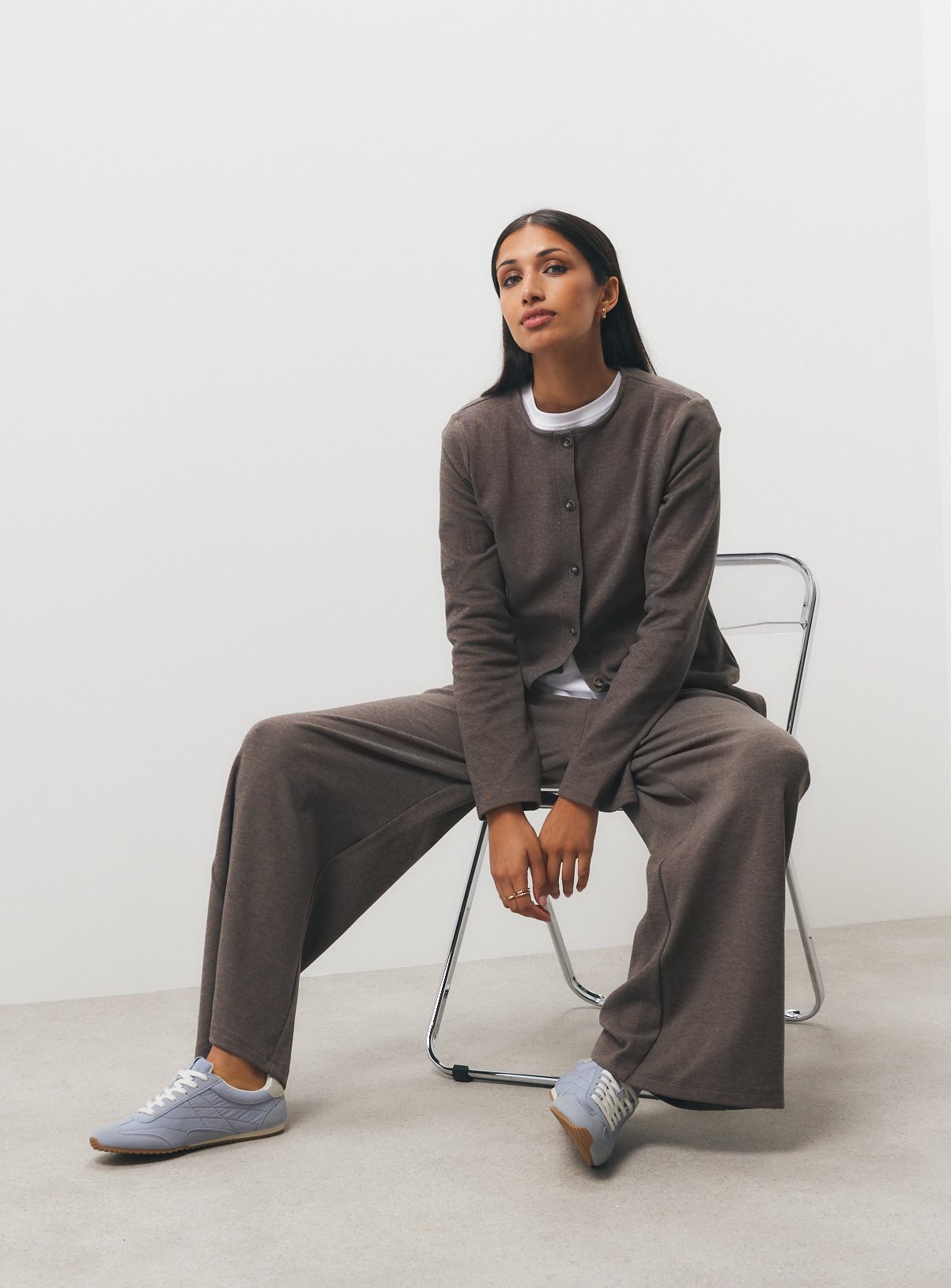 Neutral Soft Touch Wide Leg Co-ord Trousers M - Image 2 thumbnail