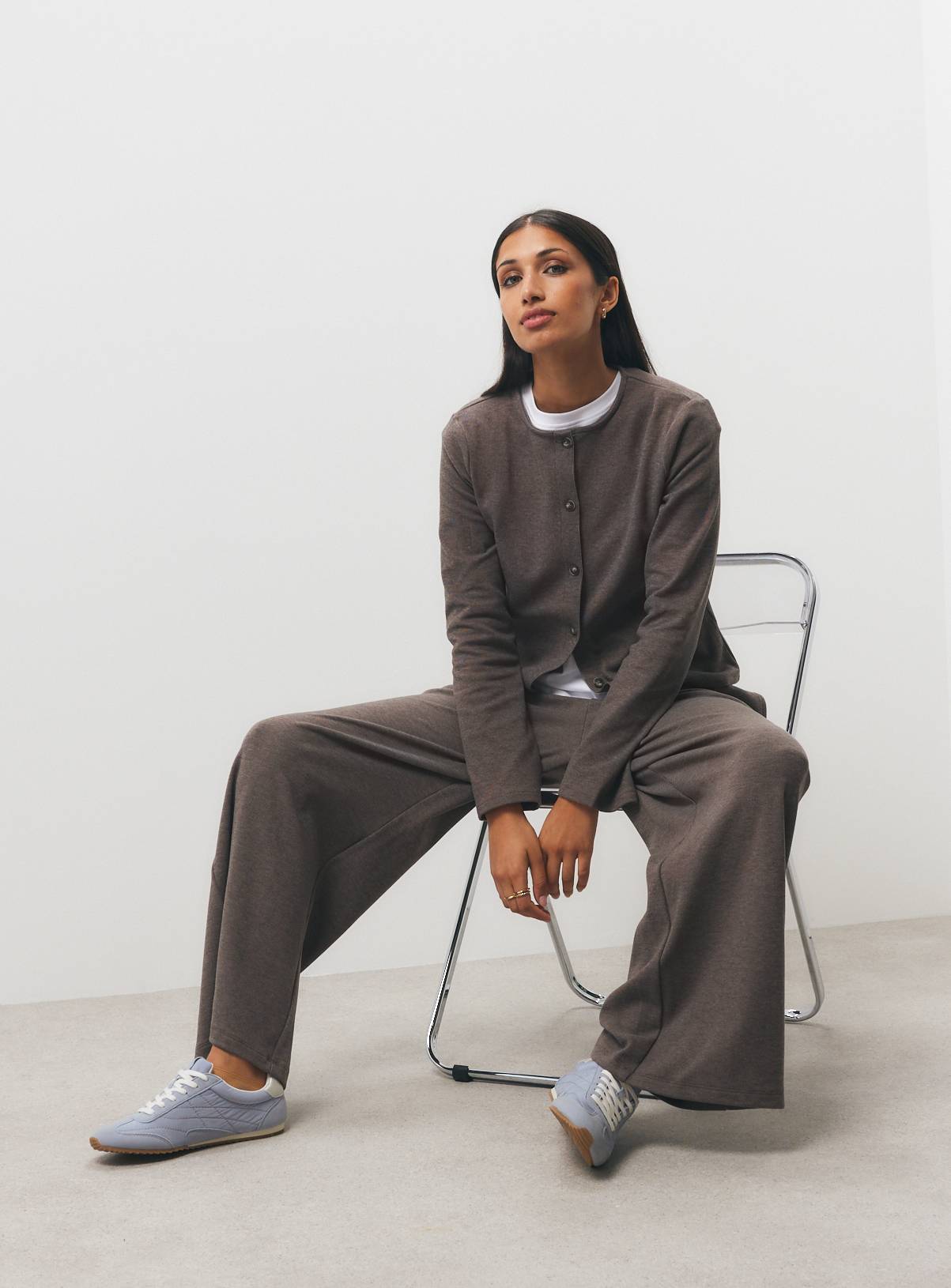 Neutral Soft Touch Wide Leg Co-ord Trousers M - Image 2