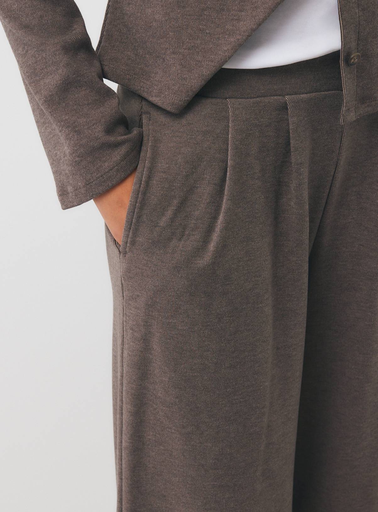 Neutral Soft Touch Wide Leg Co-ord Trousers M - Image 3