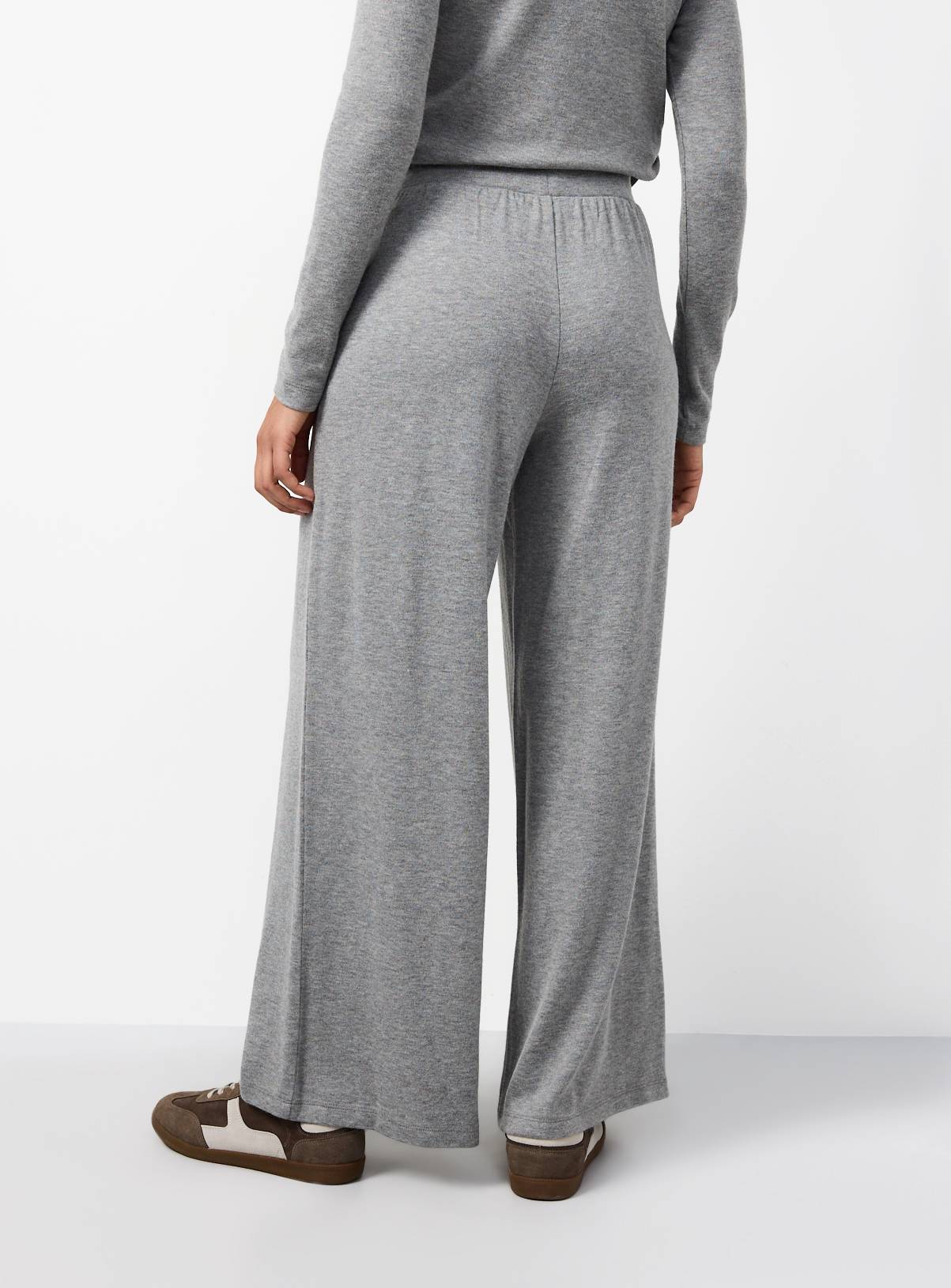 Grey Pleated Soft Touch Wide Leg Trousers M - Image 4