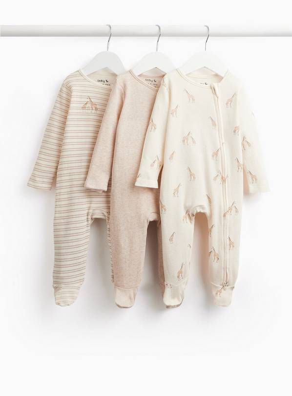 Giraffe Print Sleepsuits 3 Pack 3-6 months