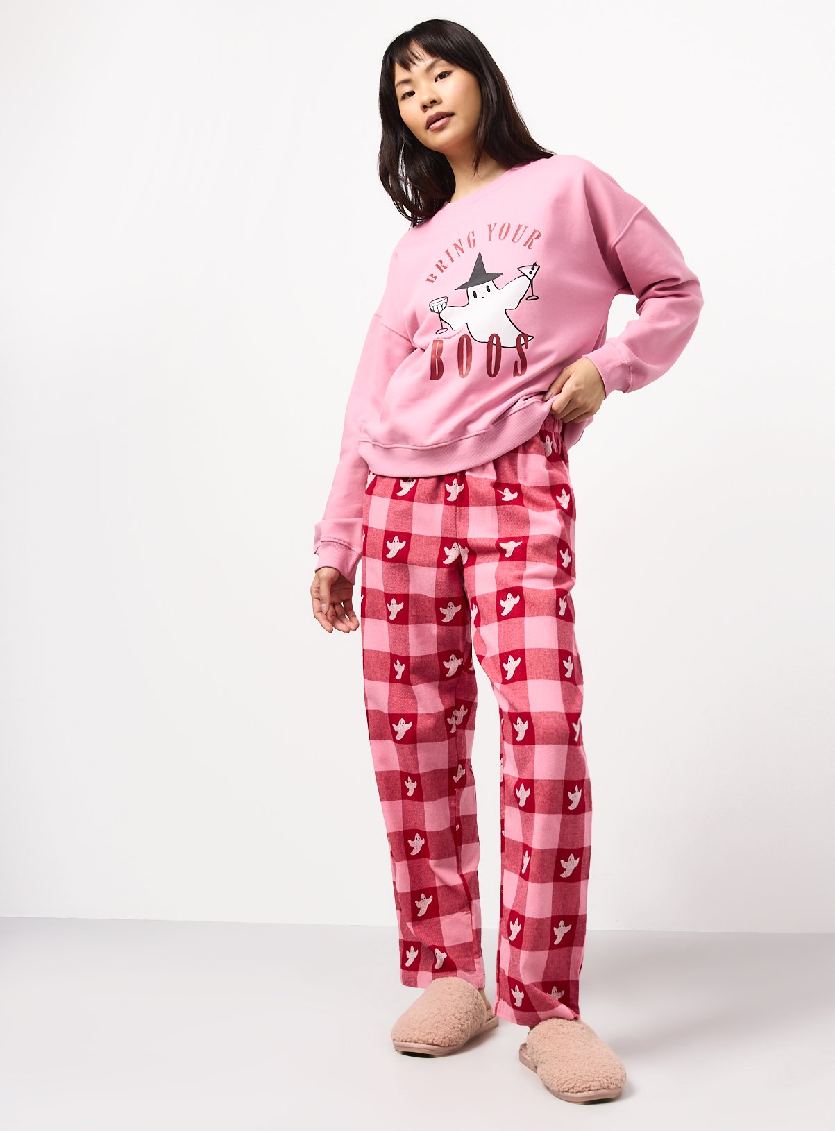 Halloween Ghost Slogan Sweat Pyjama Set XS - Image 2 thumbnail