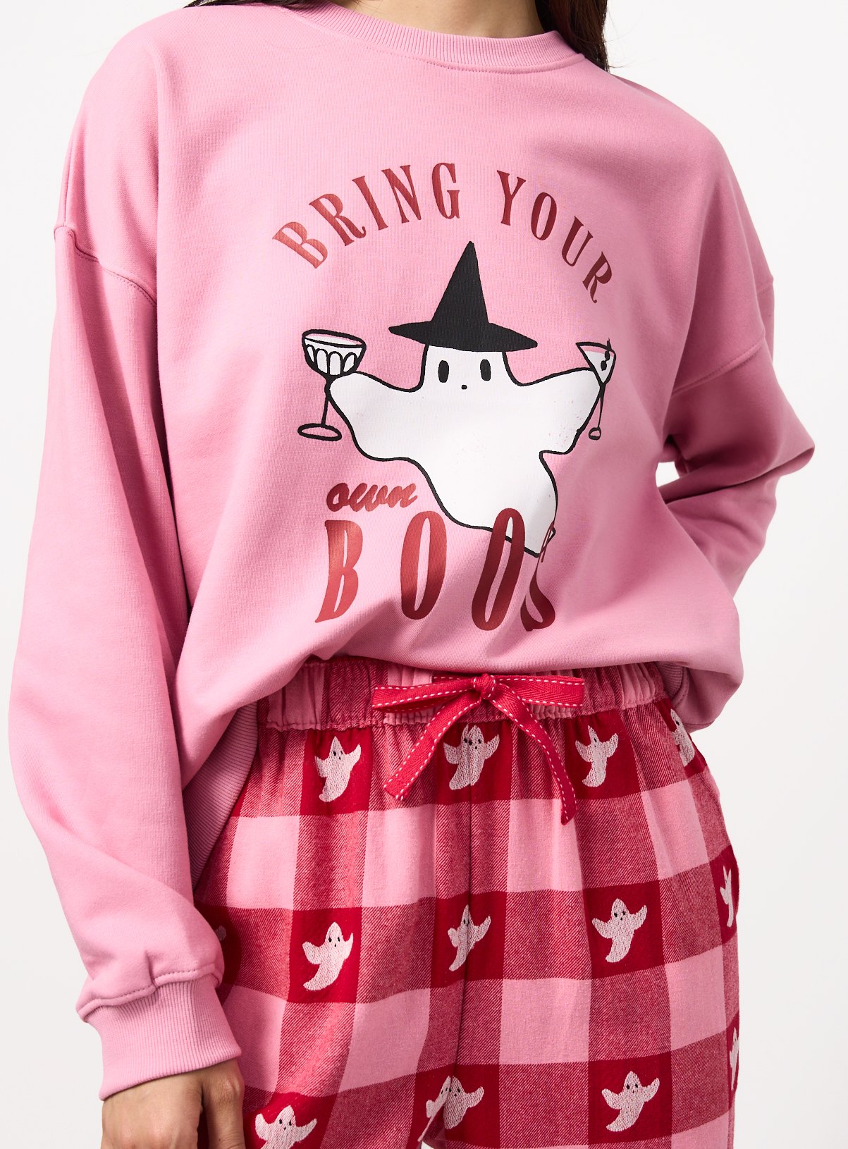 Halloween Ghost Slogan Sweat Pyjama Set XS - Image 3 thumbnail