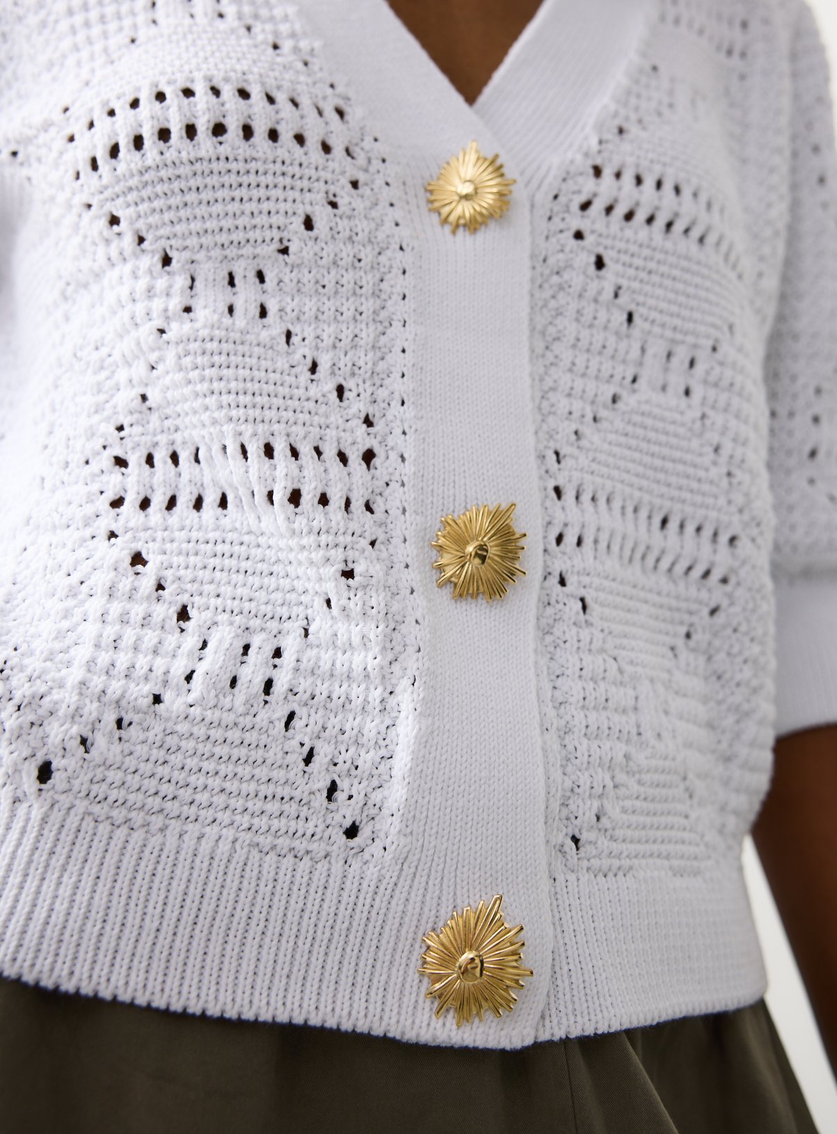 White Crochet Style Volume Sleeve Cardigan 16 - Image 2 thumbnail