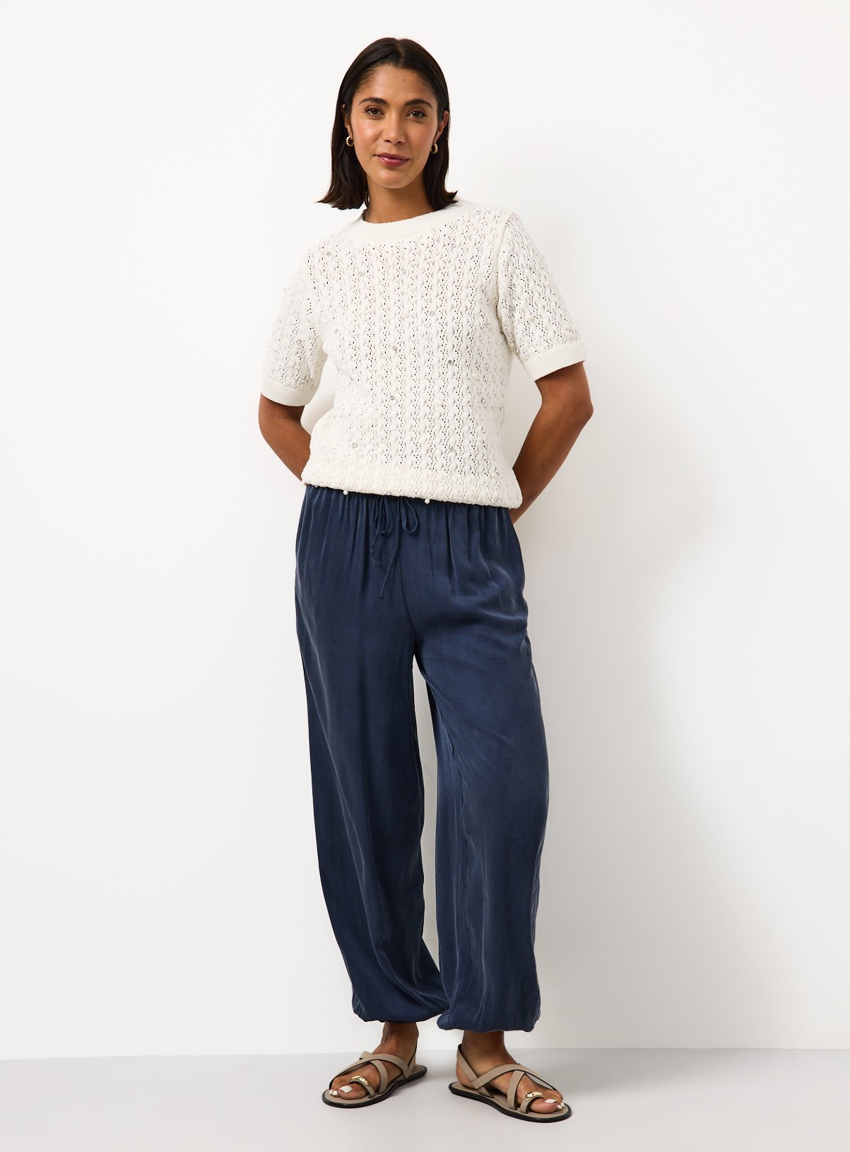 White Embellished Stitch Detail Knitted T-Shirt 14 - Image 2 thumbnail