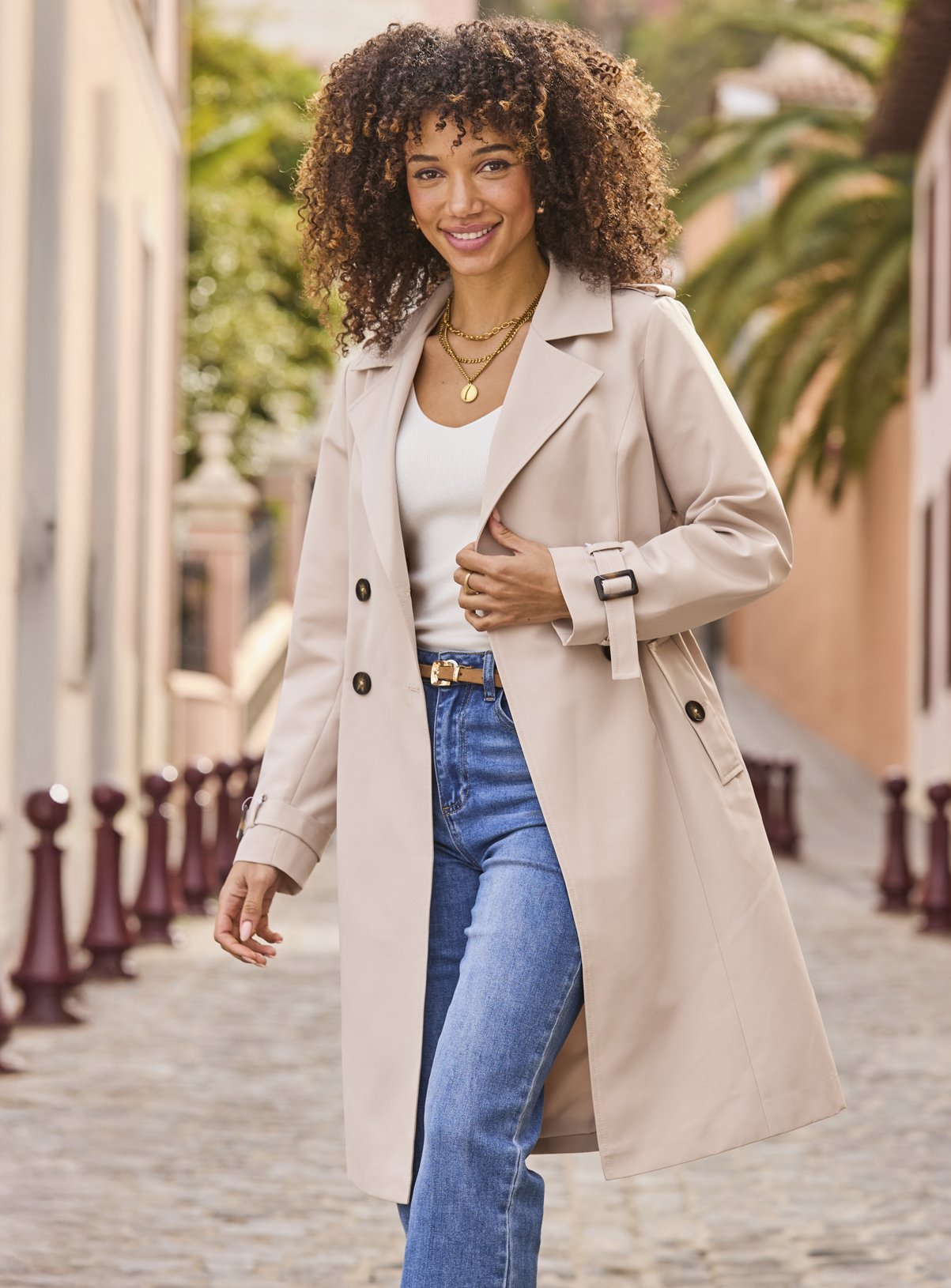 SOSANDAR Stone Cinched Waist Trench Coat 20 - Image 8 thumbnail
