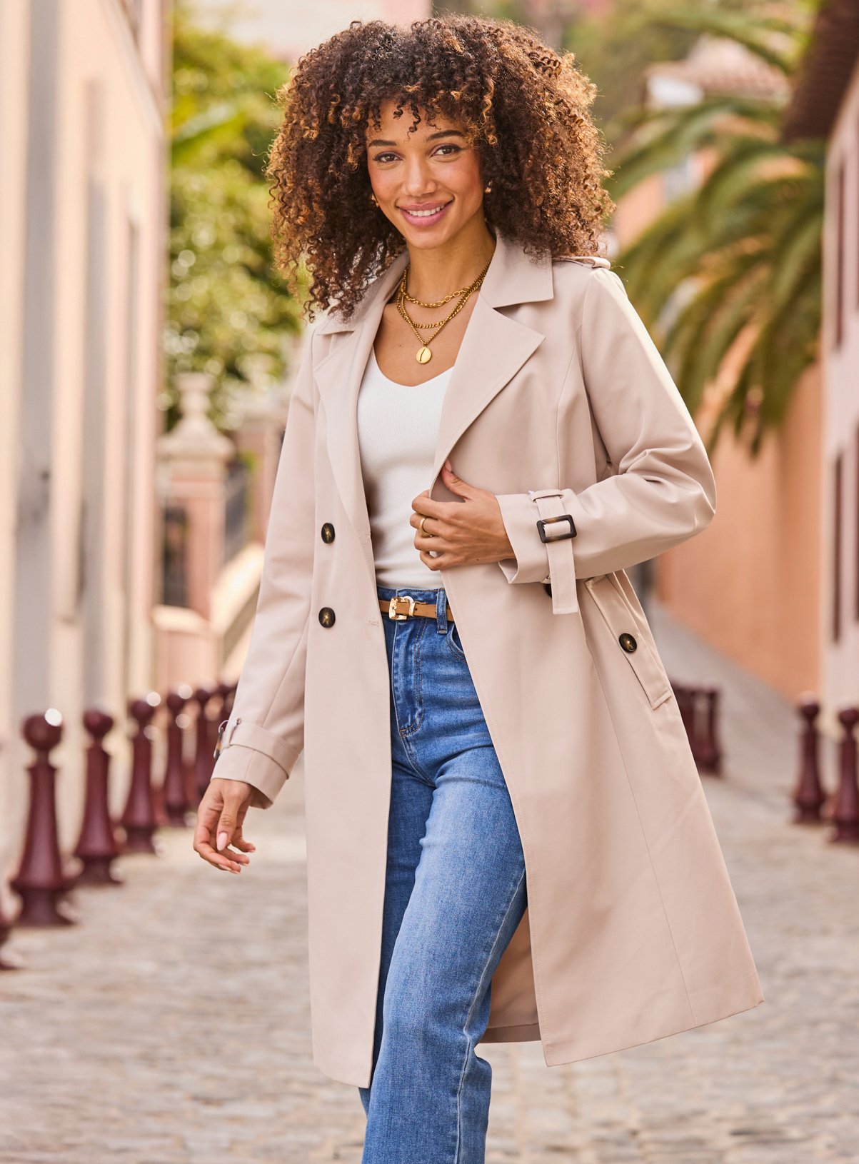 SOSANDAR Stone Cinched Waist Trench Coat 20 - Image 10 thumbnail