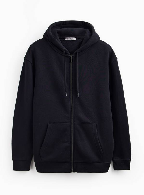 Black Zip Through Hoodie L