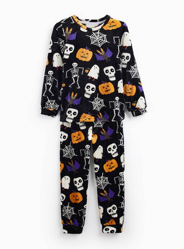 Black Halloween Skeleton Pumpkin Pyjamas 1-2 years