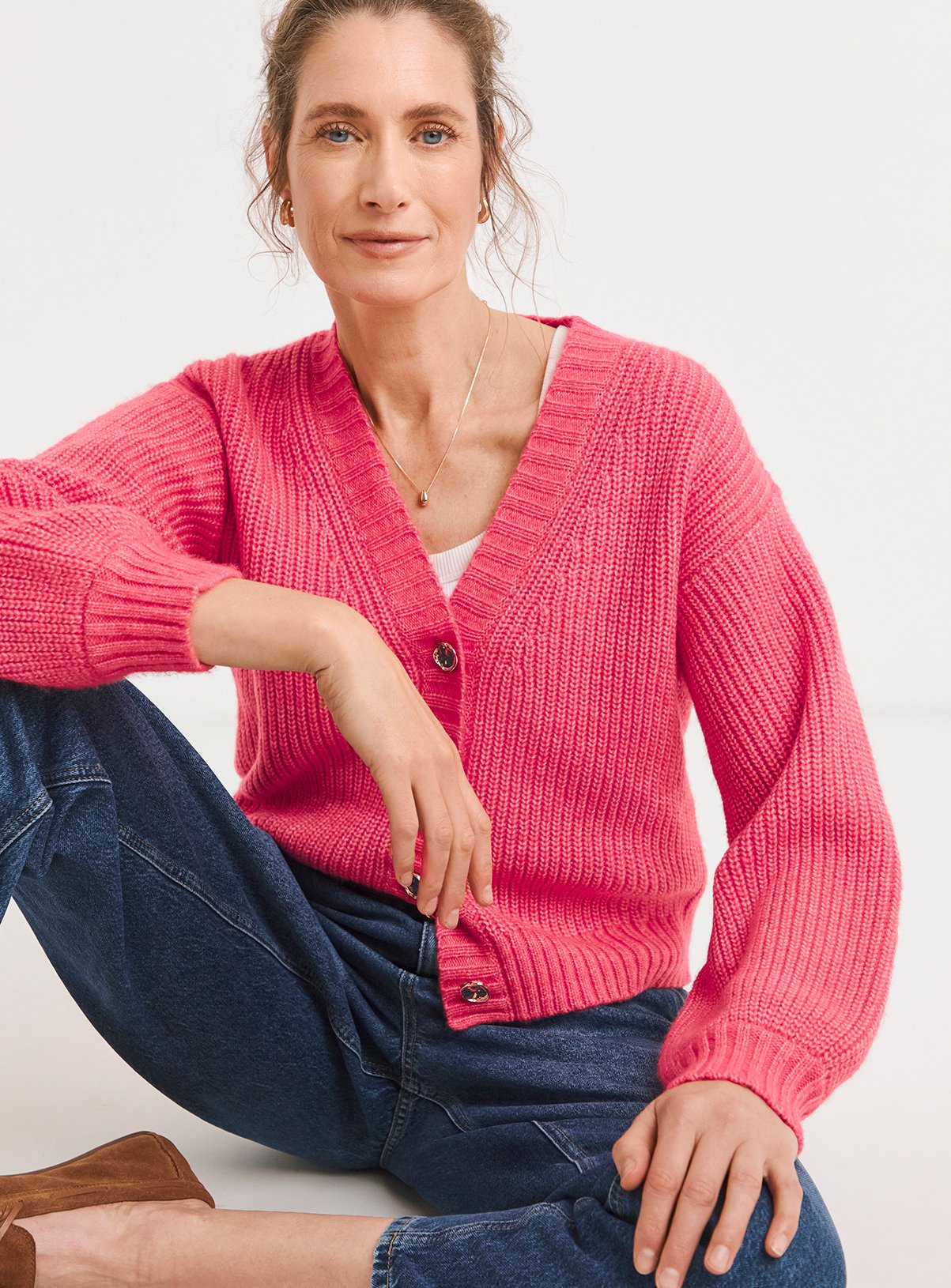 JD WILLIAMS Rib V Neck Cardigan 32-34 - Image 3 thumbnail