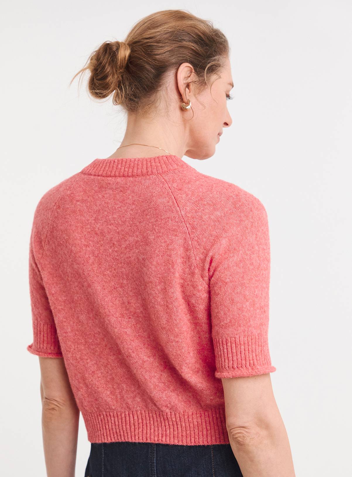 JD WILLIAMS Sheer Short Sleeve Cardigan Pink 28-30 - Image 2
