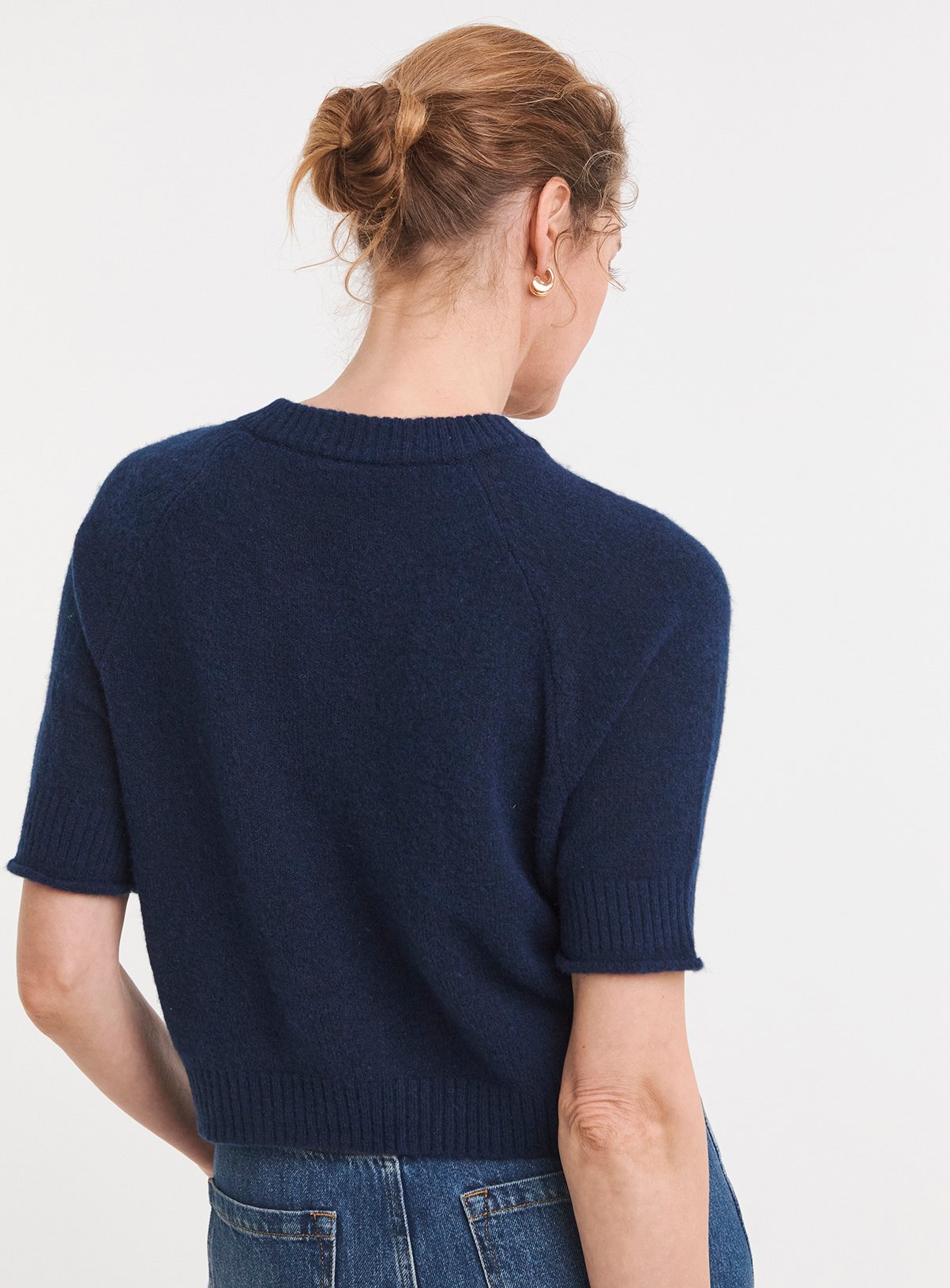JD WILLIAMS Sheer Short Sleeve Cardigan Navy 32-34 - Image 2 thumbnail