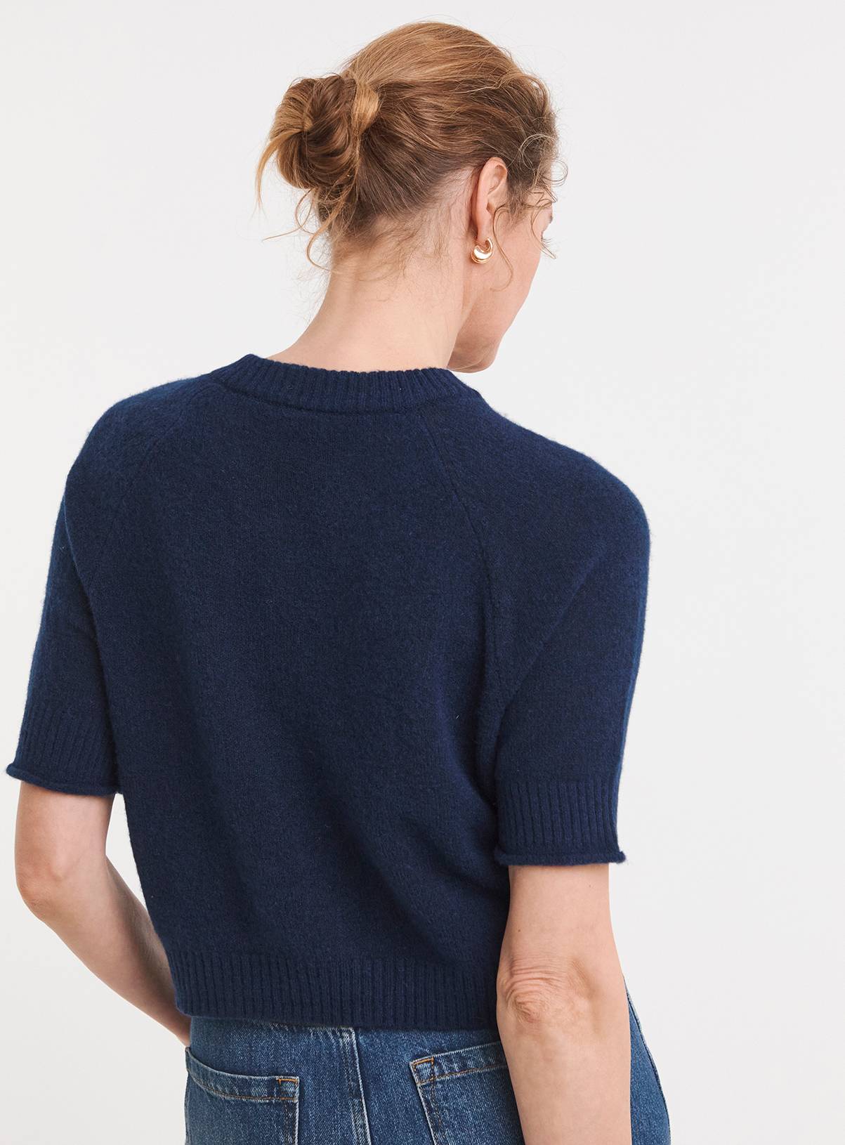 JD WILLIAMS Sheer Short Sleeve Cardigan Navy 32-34 - Image 2