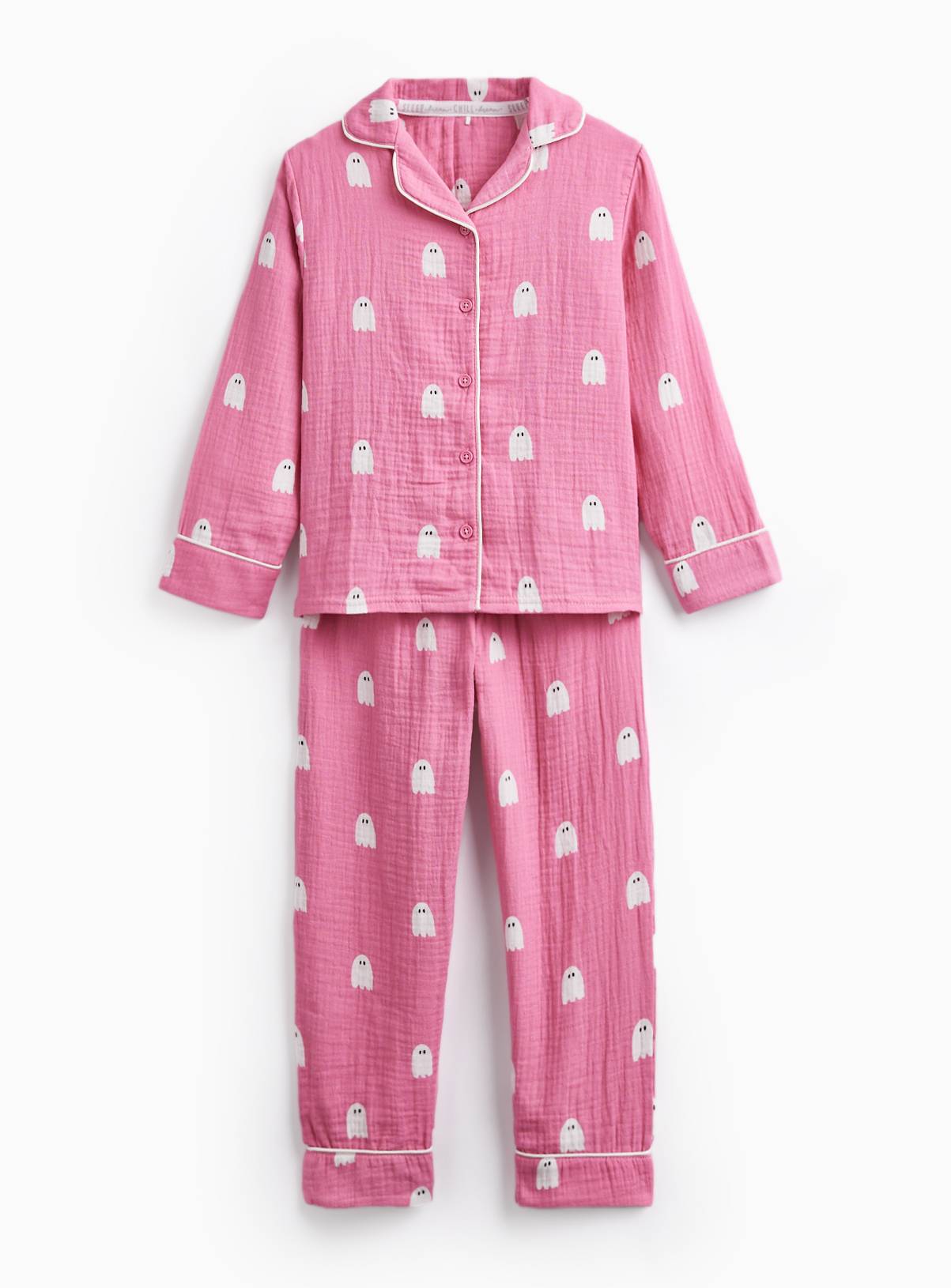 Mini Me Pink Halloween Ghost Print Traditional Pyjamas 9-10 years - Image 1