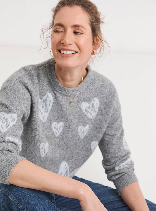 JD WILLIAMS Fluffy Heart Knitted Jumper 24-26