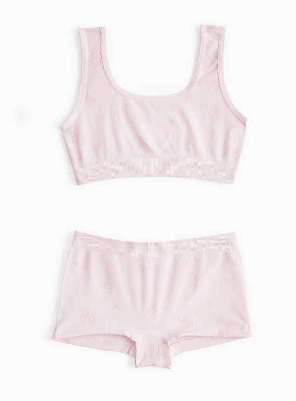 Pink Bear Print Crop Top & Shortie Set 8-10 years