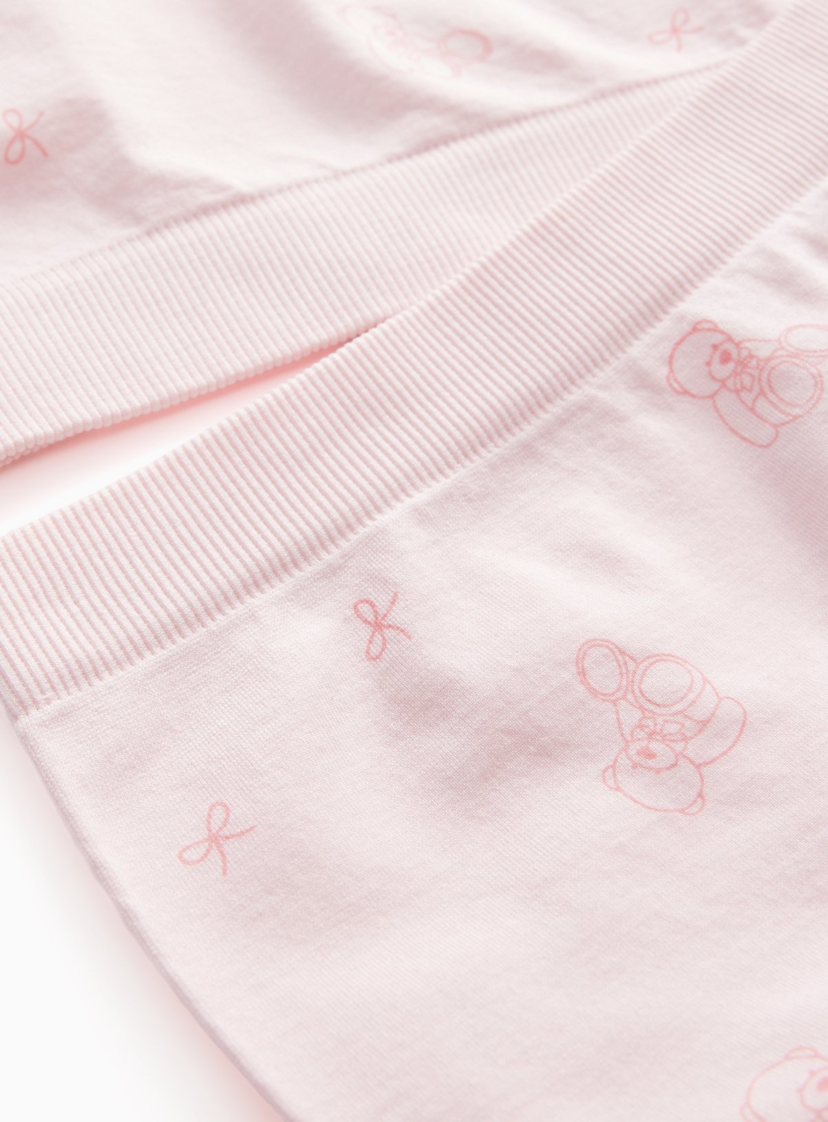 Pink Bear Print Crop Top & Shortie Set 8-10 years - Image 2 thumbnail