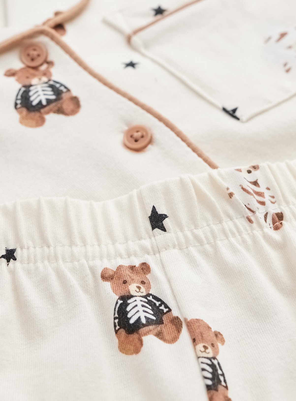 White Halloween Bear Print Traditional Pyjamas 8-9 years - Image 2 thumbnail