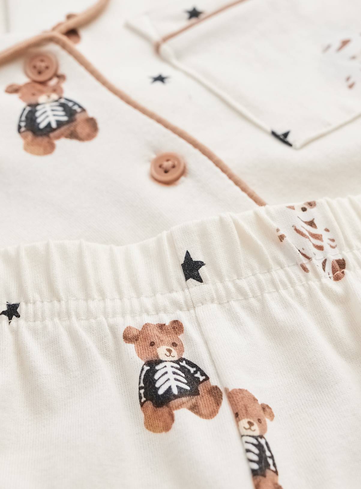 White Halloween Bear Print Traditional Pyjamas 8-9 years - Image 2