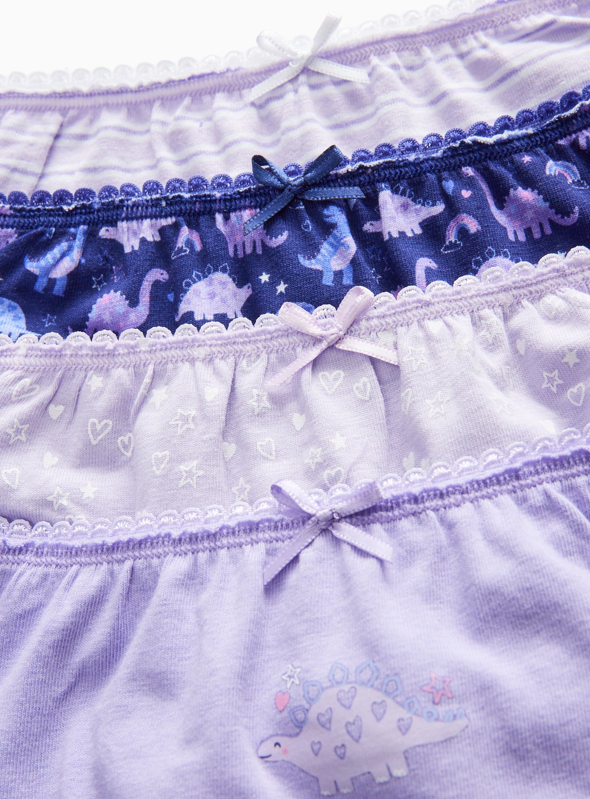 Purple Dinosaur-Themed Cotton Rich Briefs 10-Pack 8-9 years - Image 2 thumbnail