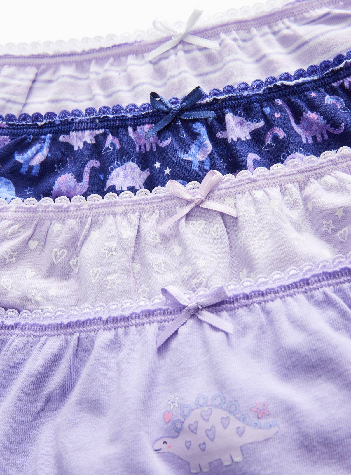 Purple Dinosaur-Themed Cotton Rich Briefs 10-Pack 8-9 years - Image 2