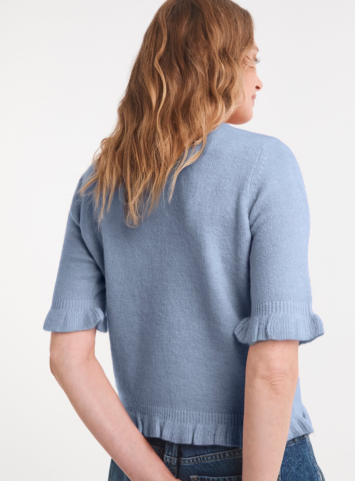JD WILLIAMS Frill Knit Short Sleeve Jumper 28-30 - Image 2 thumbnail