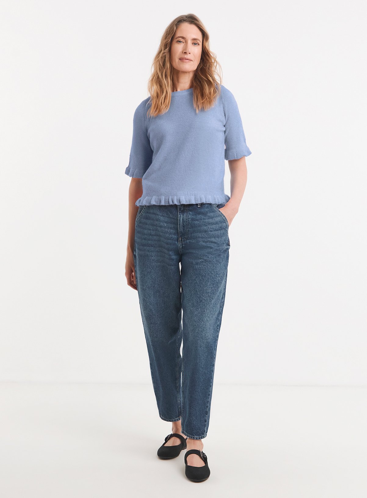 JD WILLIAMS Frill Knit Short Sleeve Jumper 28-30 - Image 3 thumbnail